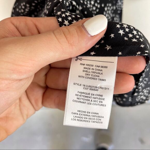 Equipment Black Silk Star Print Mini Dress Size 0 - Picture 6 of 7